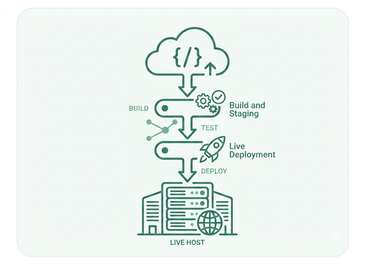 Image showing the process of building and deploying the website